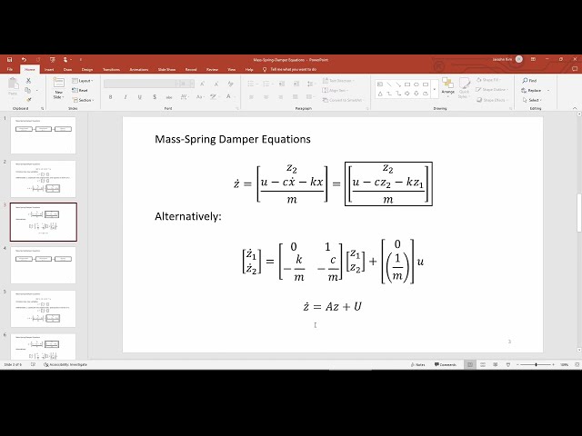 Coding the Mass-Spring-Damper System in MATLAB (1/2)