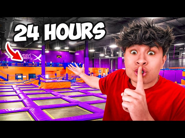 24 HOUR OVERNIGHT CHALLENGE in TRAMPOLINE PARK!