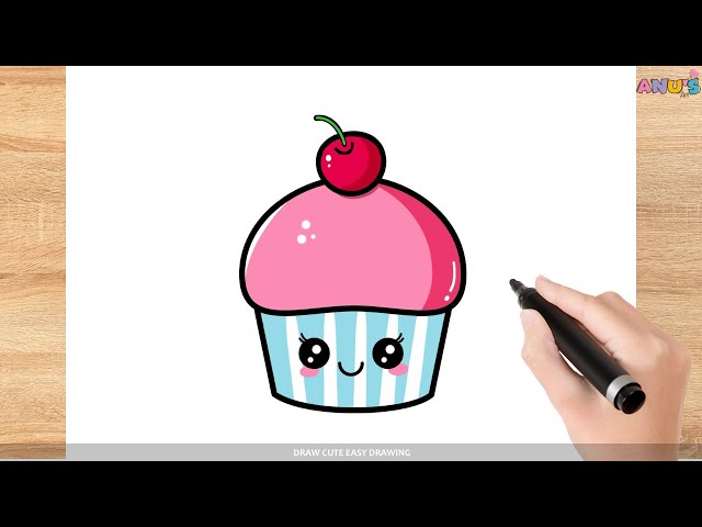 How to Draw cute cupcake | Easy drawing cupcake #cutedrawing #easydrawing #coloring #cupcake