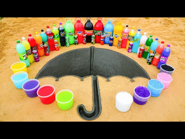 How to make Umbrella with Cement & Orbeez, Big Coca Cola, Mtn Dew, Fanta vs Mentos and Popular Sodas