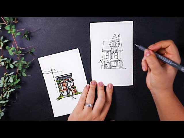 Drawing Tiny Houses | Miniature Watercolor House Portraits