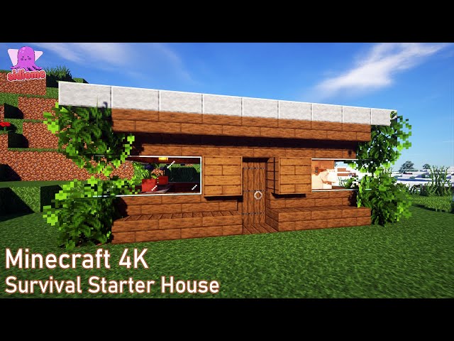 ⚒️Minecraft 4K | Starter House Tutorial｜How to build a Survival house in minecraft⚒️