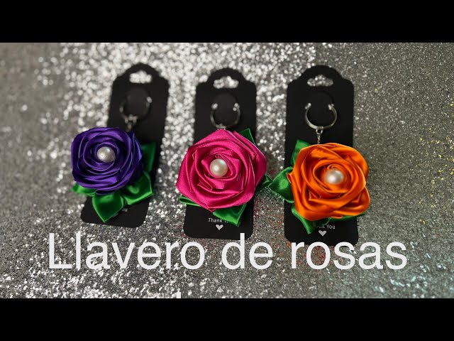 Tutorial de como hacer un llavero con una rosa eterna de listón satinado