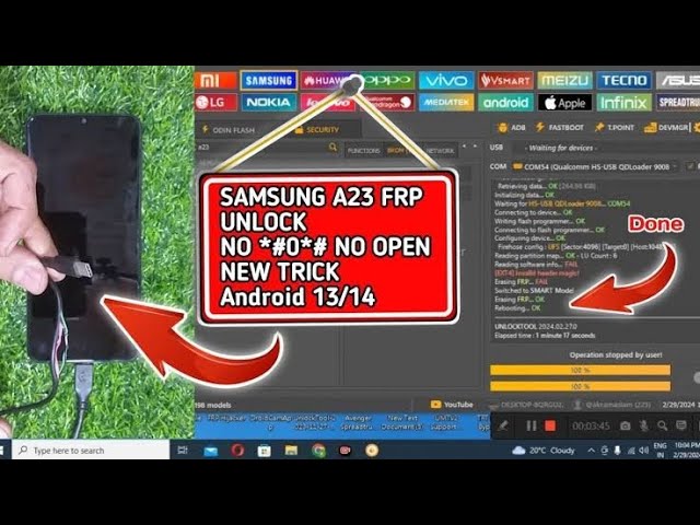 how to factory reset and frp bypass Samsung a23 *#0*# No test point Samsung a23 frp Unlock tool