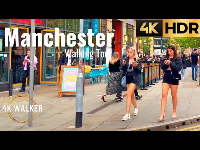 【4K HDR】 Evening walk in Manchester 2022, UK | St Peter's Square to Gay Village | 4K HDR 60fps