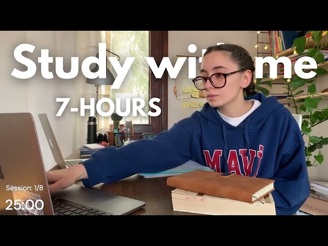 LIVE | 7-HOURS study with me |🔥fire sounds +pomodoro 60.10