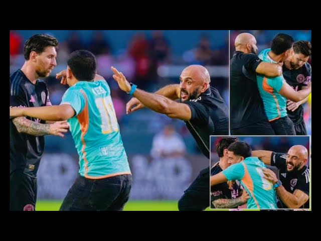 Lionel Messi’s Bodyguard Finally Beaten? Pitch Invader Takes Him Down!