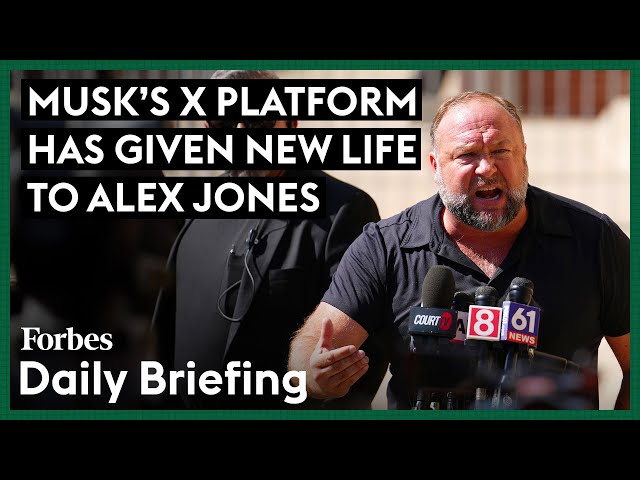 Alex Jones Conspiracy Theorist Has Soared On Musk's X Platform