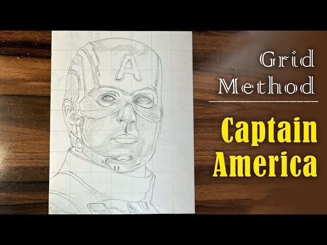 HOW TO DRAW with GRID METHOD | portrait drawing | captain america portrait