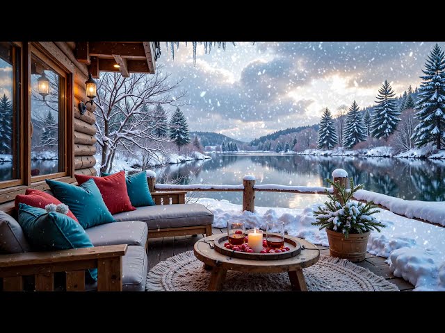 Relax In A Wooden Lakeside Villa 🎻Lakeside Sunset With Soothing Piano Music