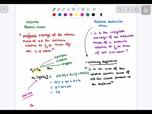 Relative atomic mass Ar and Relative molecular mass Mr