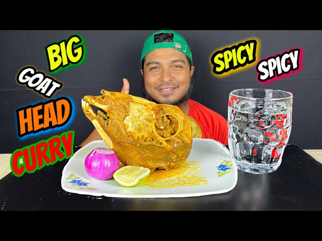 ASMR EATING | SPICY MUTTON HEAD CURRY ,GOAT HEAD CURRY WITH SALAD EATING CHALLENGE | MR FOOD MAN