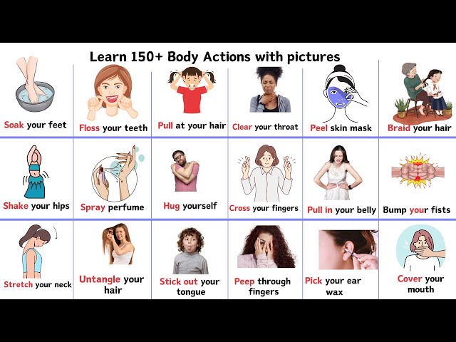 Lesson 132: Action VERBS | 150 Action verbs of Body movements in English  #actionverbs #bodyactions