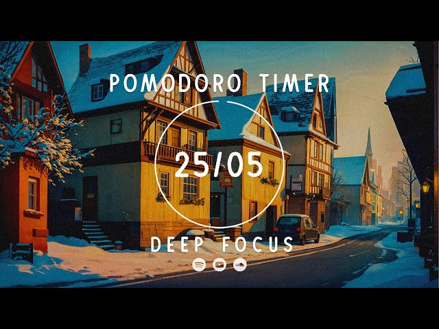 25/5 Pomodoro Timer ★︎ Winter Village with Lofi Music for Relax, Study and Work ★︎ Study Pomodoro