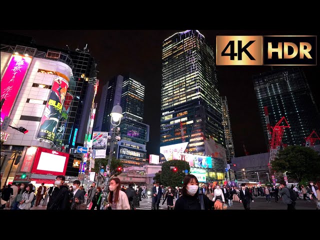 4K HDR 60fps | Tokyo Shibuya to Roppongi Night Walk - Shibuya crossing & Elegant area  - Fall 2022