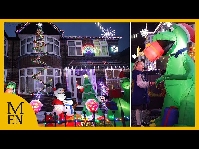 The festive street where houses are covered in Christmas decorations