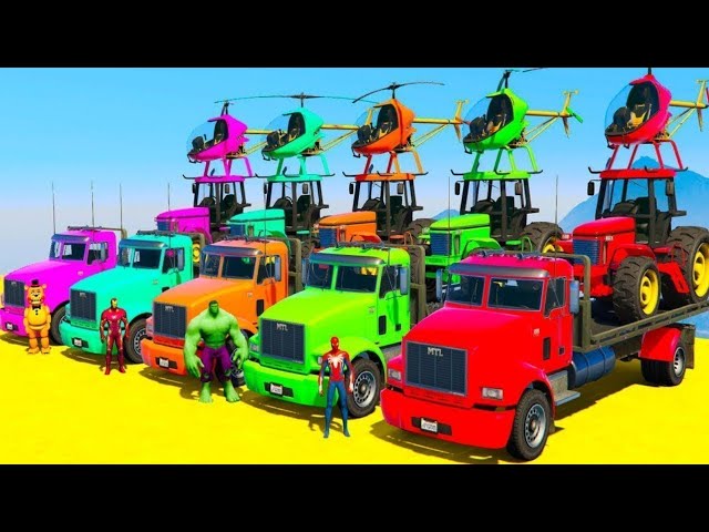 TRANSPORTING PIXAR CARS & FRUITS WITH COLORED & JOHN DEERE vs CLAAS vs TRACTORS - BeamNG.drive #962