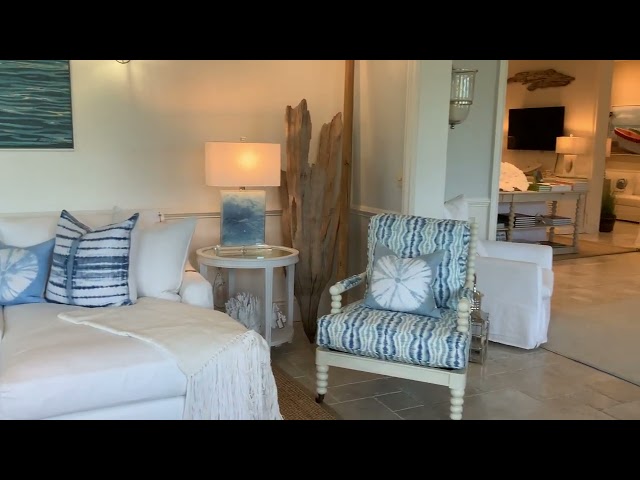 Our Boat House Coastal Home Furnishings- Oceans table lamp, slipcovered furniture, art