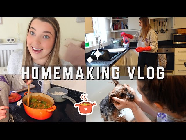 Day in the life of a homemaker - cooking, cleaning & doggy baths!