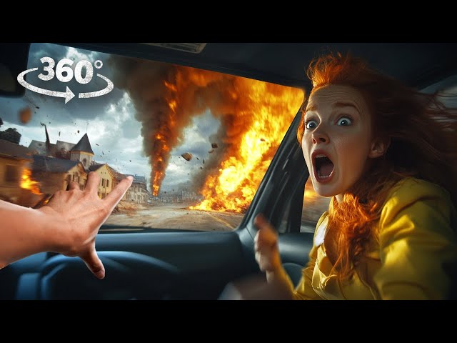 360° Virtual Reality Car Storm and Tornado Chase VR 360 Video