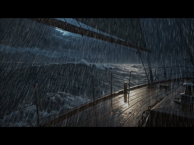 Rain on Boat Deck in a Thunderstorm - 잠과 공부를 위한 편안한 바다 분위기