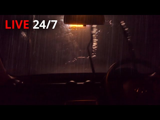 🔴 Rainstorm From Inside Car with Thunder | Relaxing Sounds for Sleep, Insomnia, Study, PTSD