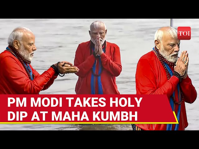 Maha Kumbh 2025: PM Modi Takes Holy Dip In Sangam, Performs Puja Amid Vedic Chants | Watch