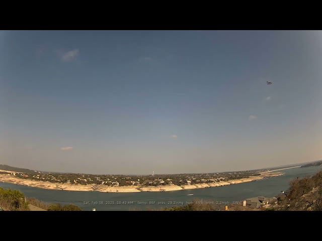 02/08/2025: Lake Travis, Texas (Austin, TX): 4K, 60fps Daily Weather & Boat Traffic Timelapse Video