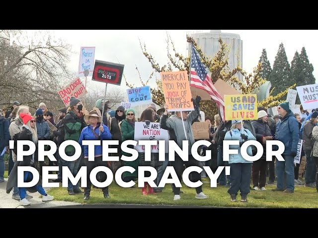 Salem rally echoes mass protests across 50 states denouncing Trump’s recent policies