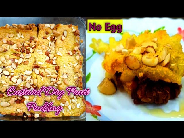 Custard dry fruit pudding | how to make dry fruit custard pudding | custard pudding recipe | no egg|