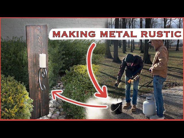 Making Rustic Metal and Wood Candle Holders. How to make wood and metal look rustic and distressed