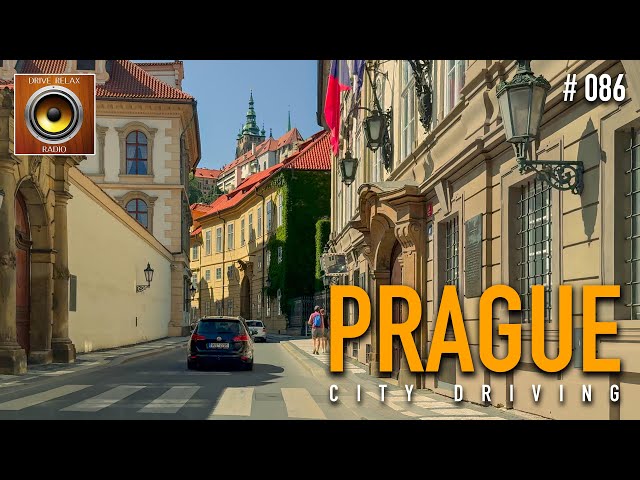 Driving through the Prague city centre on a hot day with Smooth Jazz 🎹 Czech Republic 4K HDR