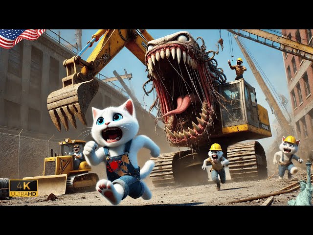 Horror Unfolds: Kitten🙀Faces TOXIDIGGER Excavator | New York Part 5 #catvideos #ai #aicat #cat