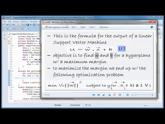 Support Vector Machines w/ JAVA & SMO (Sequential Minimal Optimization)