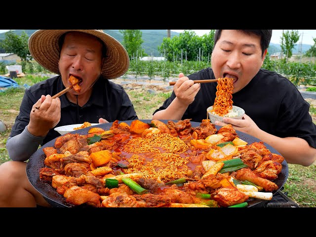 차돌박이가 닭볶음탕을 만나면?! 직접 키운 감자, 양파 넣은 차돌닭볶음탕! (Braised chicken Beef brisket) 요리&먹방 - Mukbang eating show