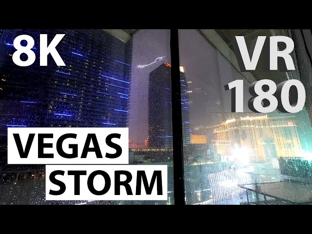 8K VR180 | Thunder and Lightening from a Las Vegas Hotel Room at Night | Sleep Aid