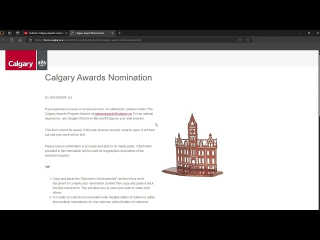 How to submit a Calgary Award nomination