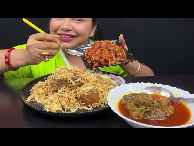 Bigbites, Eating Rice With Mutton Biriyani, With Spicy Mutton Kosha, Crispy Chicken..।।