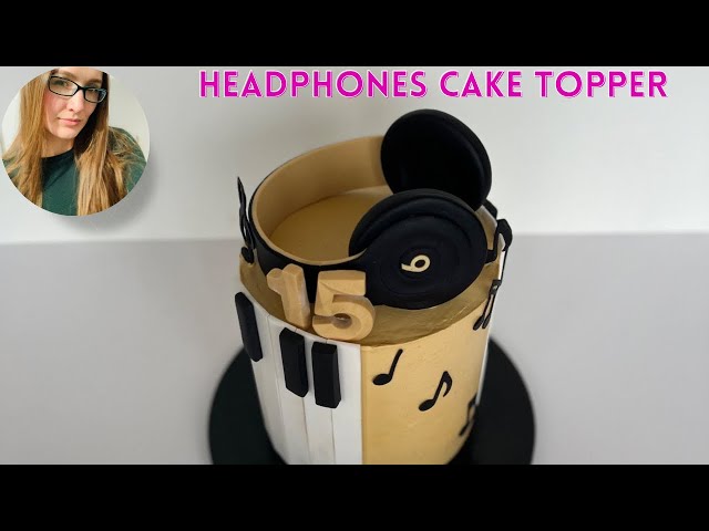 How To Make Headphones Cake Topper Tutorial - DIY music cake