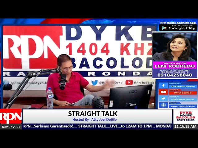 STRAIGHT TALK | Atty Joel Dojillo November 7 ,2021