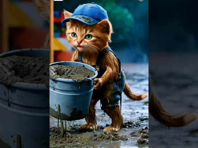 Poor kitten mocked by friends for playing with old motorbike toy found in garbageheap#poorcat#Cat