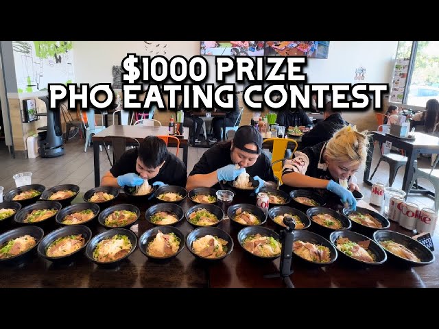 $1000 PRIZE PHO EATING CONTEST - HOW MANY BOWLS CAN YOU EAT IN 10 MINUTES?! #RAINAISCRAZY