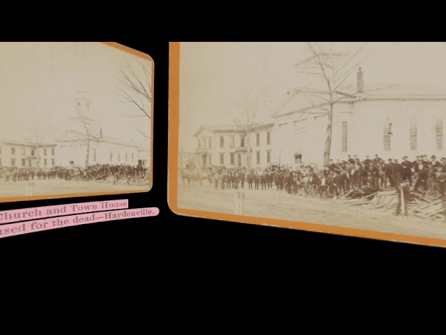 Church & Town House used for the dead, Haydenville, Mill River Flood 1874 (VR 3D still-image)