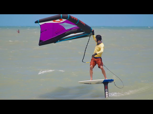 Wingfoil on a 25L wakefoil board in 18knots (sabfoil w800)