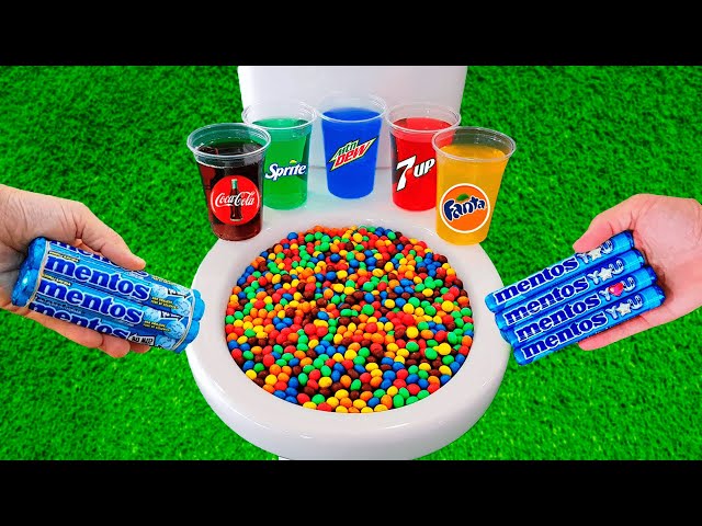 Compilation EXPERIMENTS: M&M Candy VS Popular Sodas Fanta, Coca Cola, Mtn Dew, Sprite and Mentos