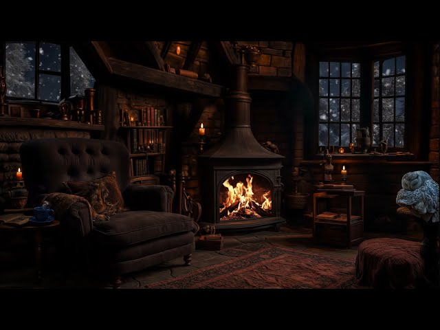 Harry Potter Fireplace | Fireplace & Blizzard | The Weasley house | Cozy Winter Ambience