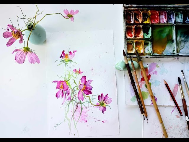 10 min painting -watercolour cosmos