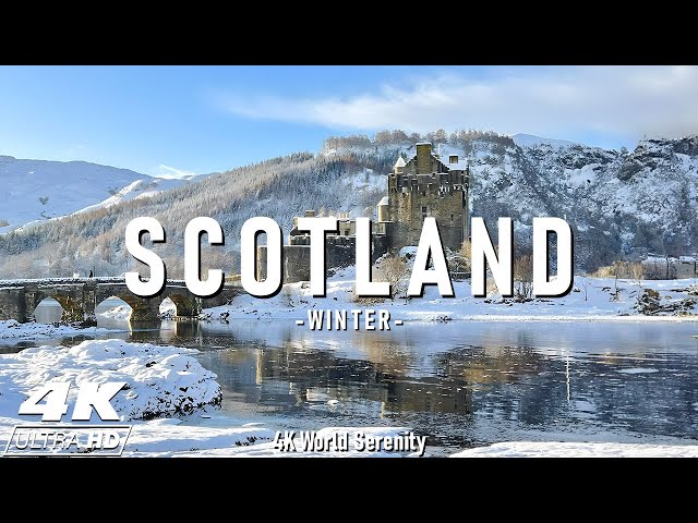 Winter in Scotland 4K UHD – Snowy Highlands, Frozen Lakes & Misty Valleys with Relaxing Music