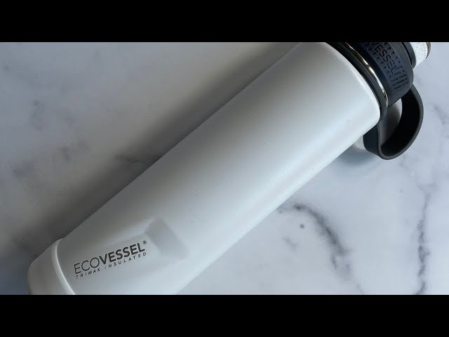 EcoVessel Demonstration - THE BOULDER Insulated Water Bottle with Strainer - 24 oz