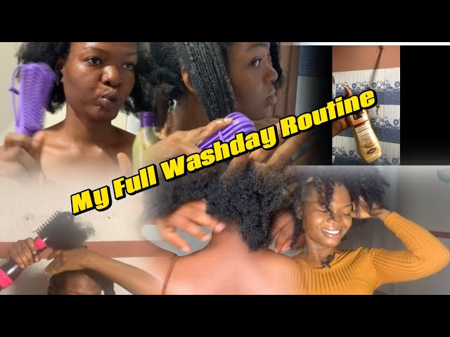 MOST REALISTIC WASHDAY ROUTINE  (Prepoo with okra water) + Deep Condition and Steam + Blow Drying